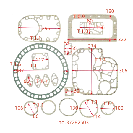 Комплект прокладок HSK8581-125 HSK8581-160 HSK8591-140 HSK8591-180 HSN8591-160 37282503